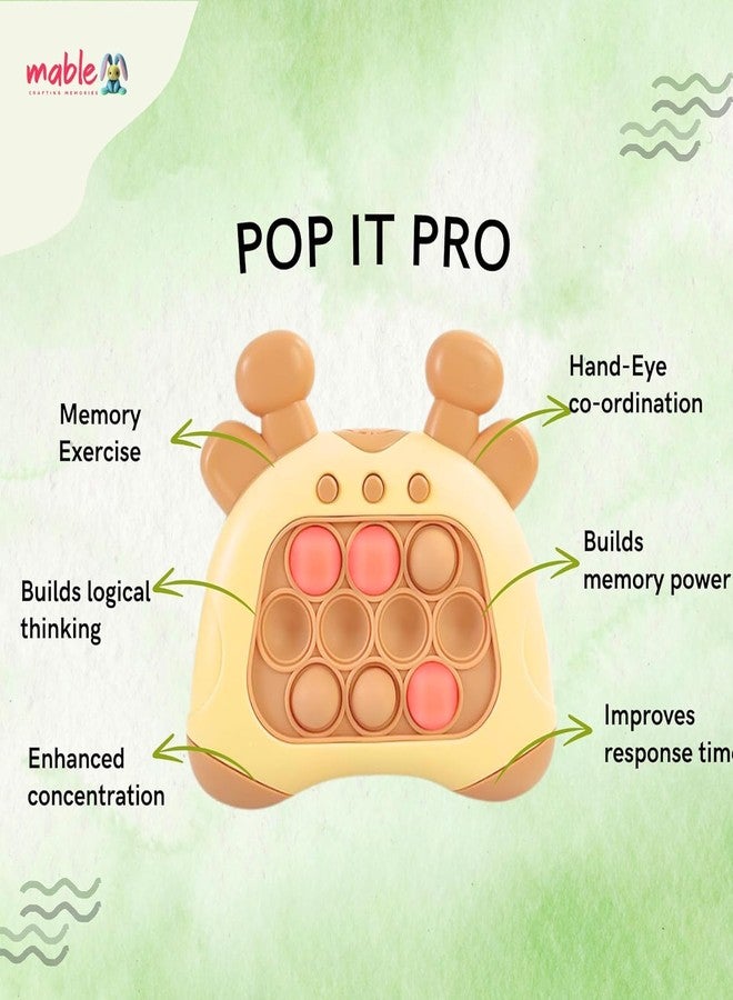 MABLE لعبة MABLE Pop it Pro الإلكترونية السريعة المزودة بأزرار ضغط وأضواء وموسيقى، لعبة تفاعلية لتخفيف التوتر للأطفال والكبار، لعبة يدوية لتدريب الدماغ (ألوان متنوعة) - Image 4